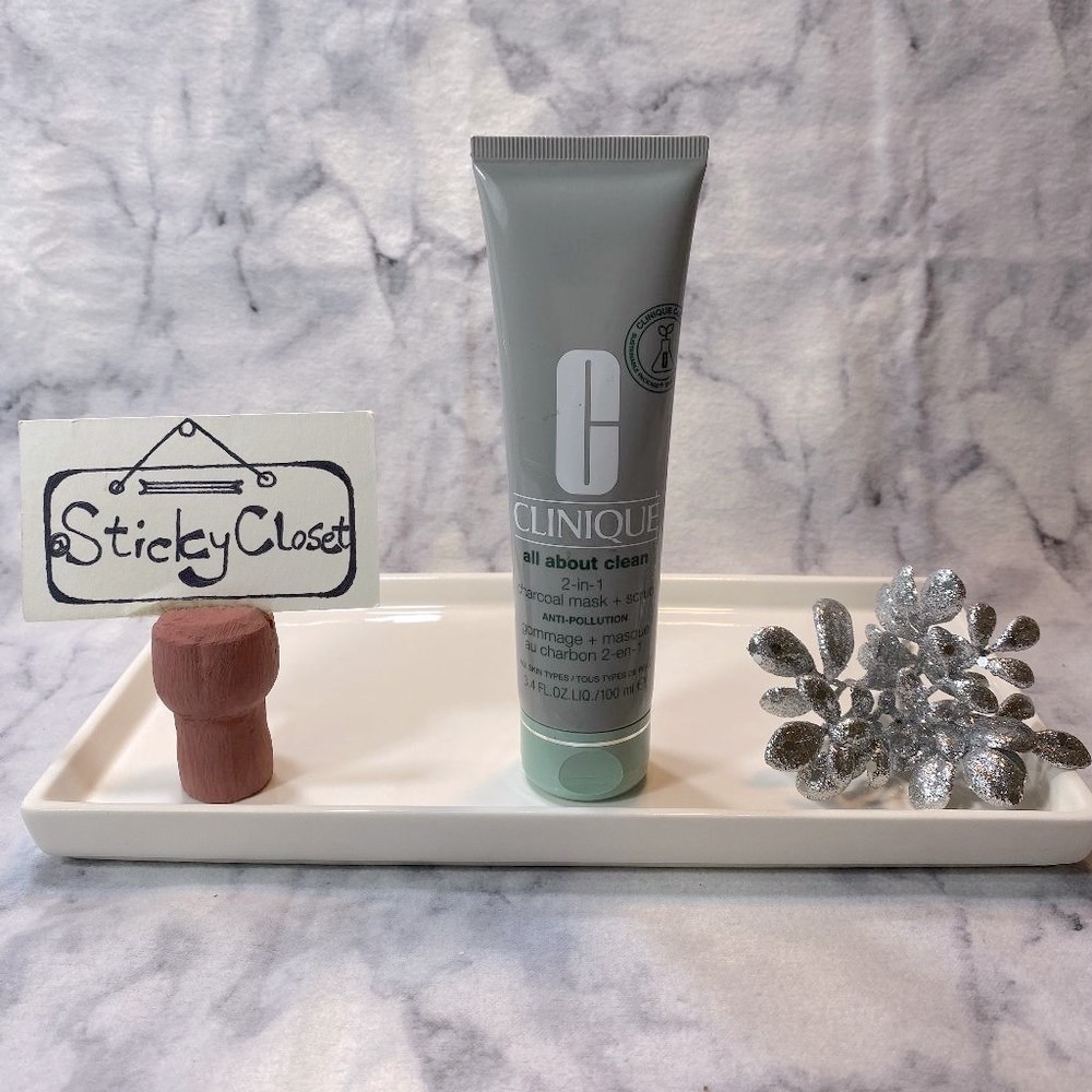 Clinique Skincare-Charcoal Mask & Scrub 2-in-1,Detoxifying Care-Full 100ml-NEW - Picture 1 of 12